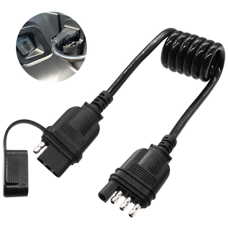 Seamaka 4 Way Flat Trailer Extension Coiled Cable 4 Pin Trailer Wire Extension Harness Male and Female Stretchable Coiled with Dust Cover 363 FT 18 Guage - Image 3