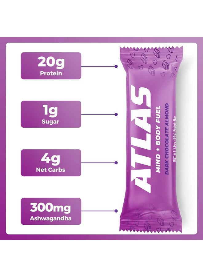 Health & Household Atlas Protein Bar, 20G Protein, 1G Sugar, Clean Ingredients, Gluten Free (Dark Chocolate Almond, 12 Count (Pack Of 3))  - Image 2