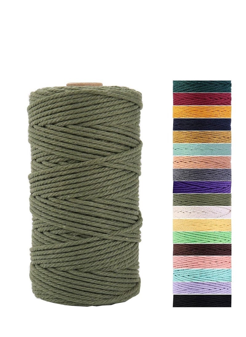 Olive Green Macrame Cord 3mm x 109Yards,Colored Cotton Rope Craft Cord Colorful Cotton Cord Twine for Wall Hanging Plant Hangers Crafts Knitting Decorative Projects