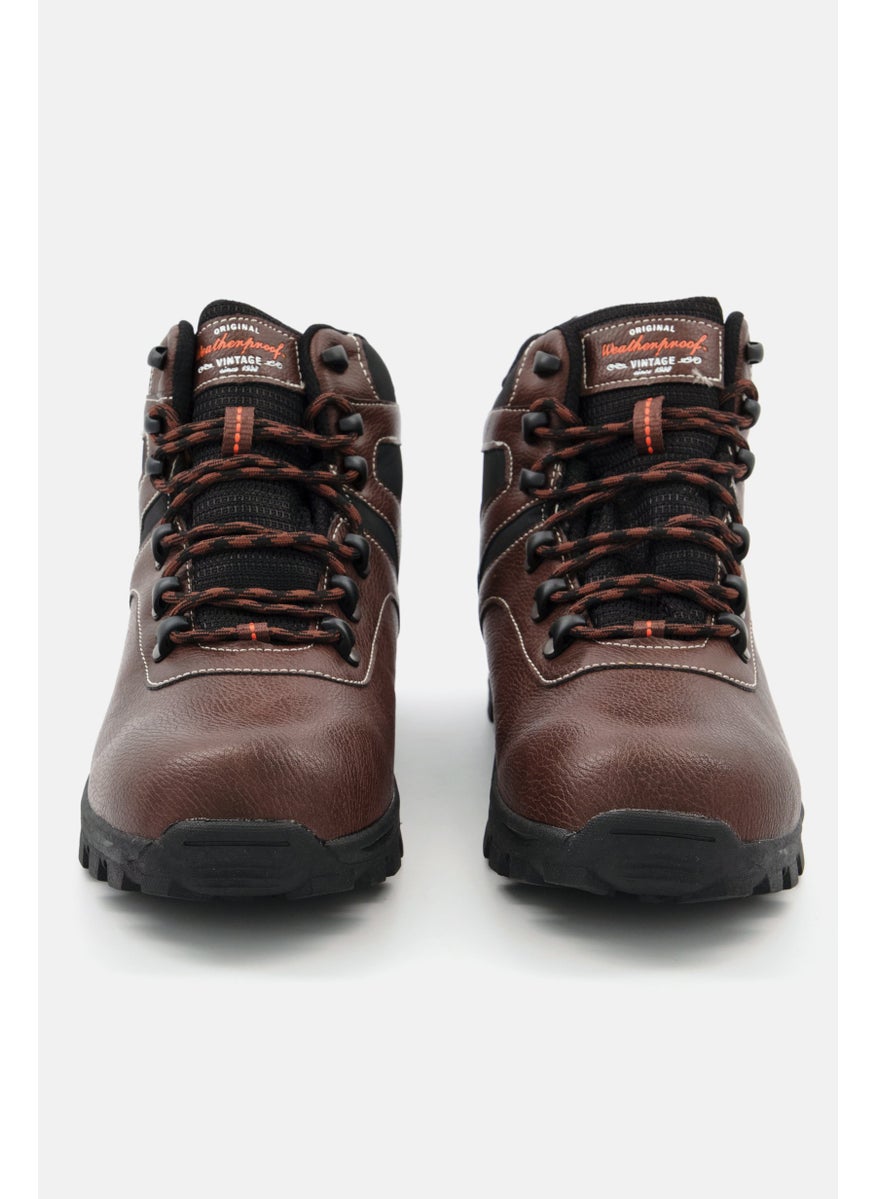 Weatherproof Men Lace Up Closed Toe Ankle Boots, Brown  - Image 3