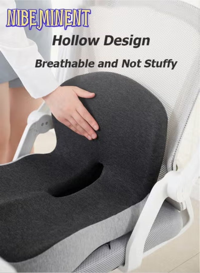 NIBEMINENT Lumbar Support Pillow Seat Cushion for Office Chair Pressure Relief Sciatica & Tailbone Pain Relief Memory Foam Firm Coccyx Pad for Long Sitting, for Office Chair, Gaming Chair and Car Seat Grey - Image 5