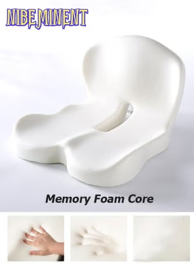 NIBEMINENT Lumbar Support Pillow Seat Cushion for Office Chair Pressure Relief Sciatica & Tailbone Pain Relief Memory Foam Firm Coccyx Pad for Long Sitting, for Office Chair, Gaming Chair and Car Seat Grey - Image 2