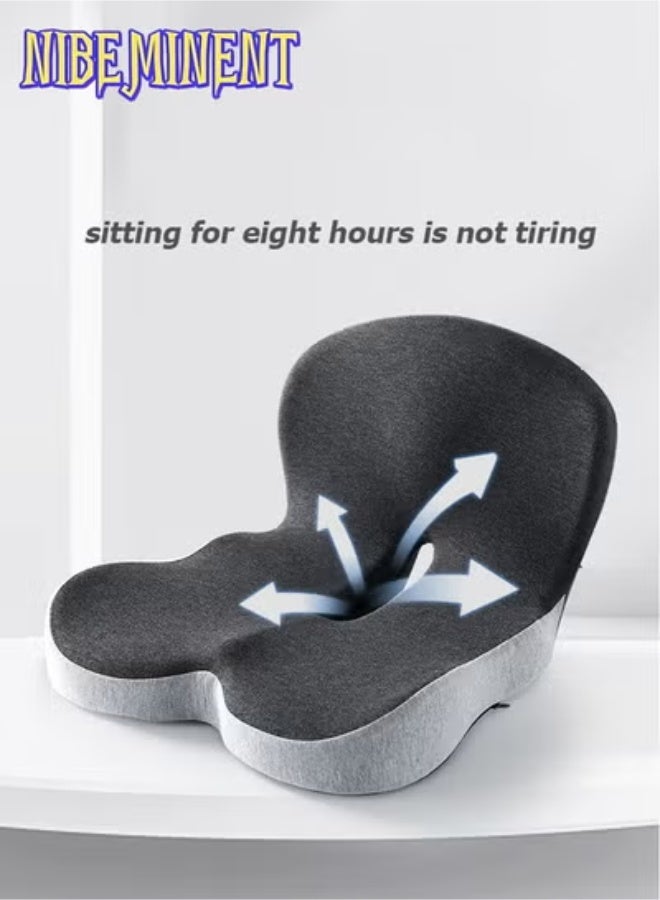 NIBEMINENT Lumbar Support Pillow Seat Cushion for Office Chair Pressure Relief Sciatica & Tailbone Pain Relief Memory Foam Firm Coccyx Pad for Long Sitting, for Office Chair, Gaming Chair and Car Seat Grey - Image 4