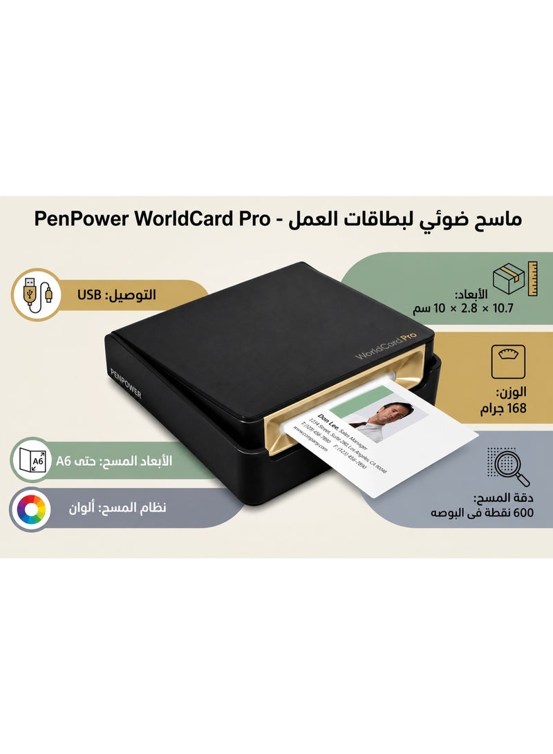 بن باور ماسح ضوئي لكروت العمل والبطاقات PenPower WorldCard Pro | دقة 600 DPI، متوافق مع ويندوز وماك - Image 3