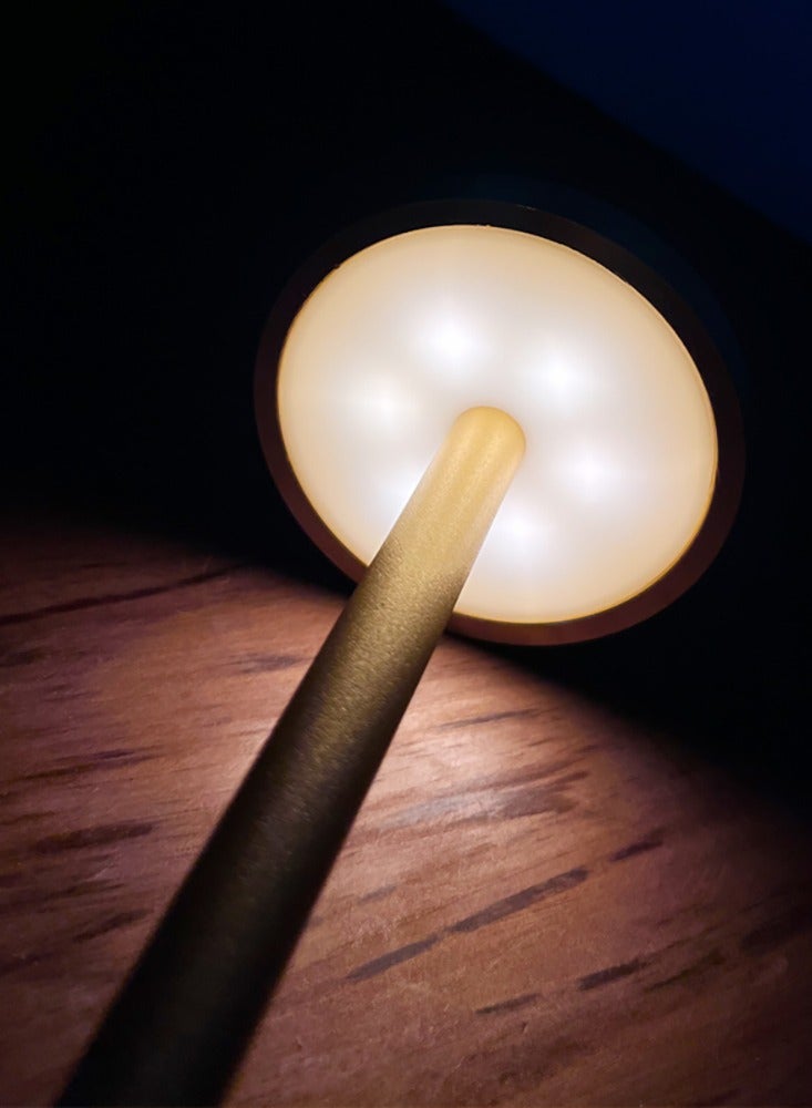 LED Cordless Table Lamps, Portable Rechargeable Table Lamp, Touch Control Outdoor Table Lamp, 3 Color Dimmable Cordless Table Lamps for Restaurant, Patio, Bedroom, Outdoor - Gold - Image 3