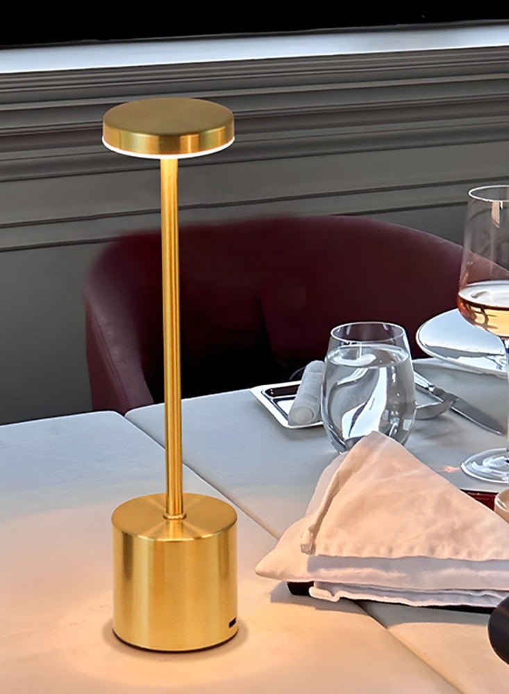 LED Cordless Table Lamps, Portable Rechargeable Table Lamp, Touch Control Outdoor Table Lamp, 3 Color Dimmable Cordless Table Lamps for Restaurant, Patio, Bedroom, Outdoor - Gold - Image 2