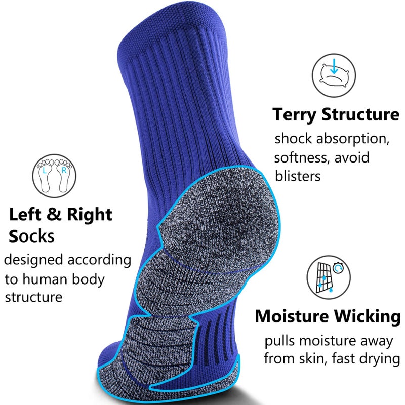 CWVLC Unisex Cushioned Compression Sport Quarter Socks, 4-pairs (Aqua-Green2, Royal-Blue2), M - Image 5