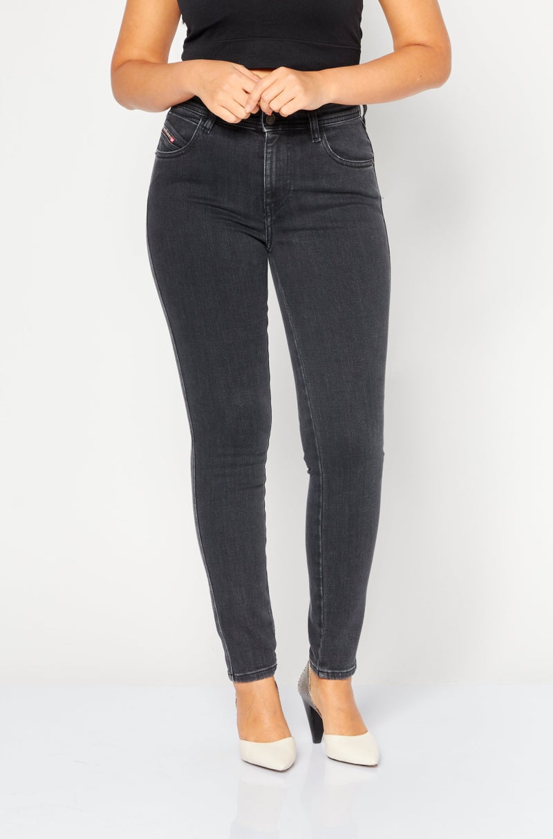 DIESEL Women Skinny Fit Washed Stretchable Jeans, Black - Image 1