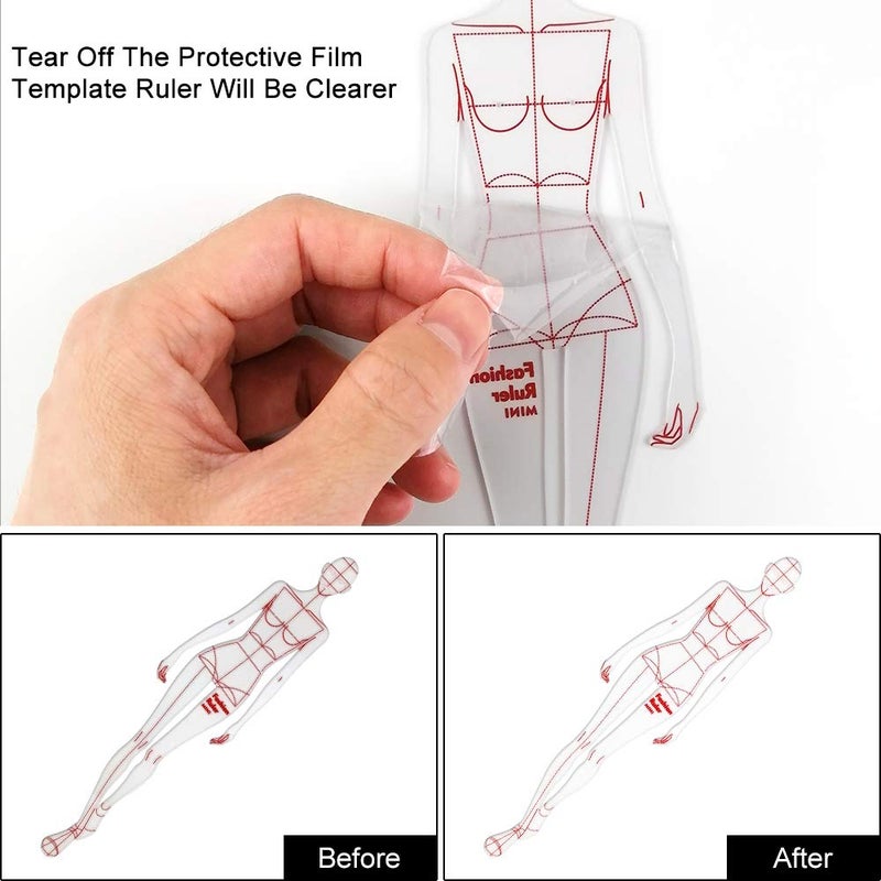 EXTCCT Update 4PCS Fashion Drawing Ruler, French Curve Ruler Sewing Humanoid Patterns Design, Clothing Measuring French Curve Rulers A4 Pattern Paper Draft Drawin - Image 5