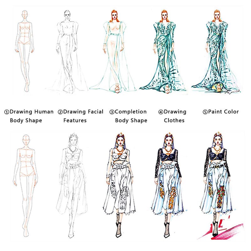 EXTCCT Update 4PCS Fashion Drawing Ruler, French Curve Ruler Sewing Humanoid Patterns Design, Clothing Measuring French Curve Rulers A4 Pattern Paper Draft Drawin - Image 4