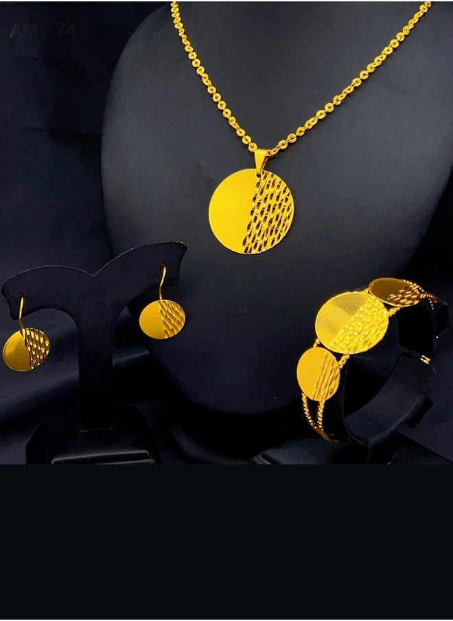 Al Aoyama - Coin Gold Jewelry Set 24k Gold Plated Zircon Luxury Necklace Set Middle East Dubai Full Set Wedding Party Accessories - Image 1