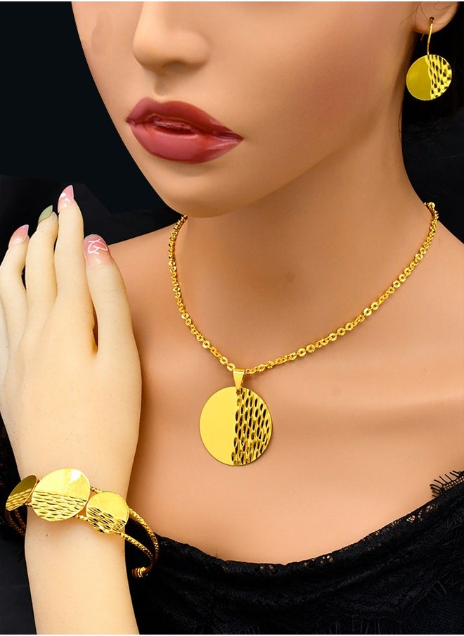 Al Aoyama - Coin Gold Jewelry Set 24k Gold Plated Zircon Luxury Necklace Set Middle East Dubai Full Set Wedding Party Accessories - Image 1