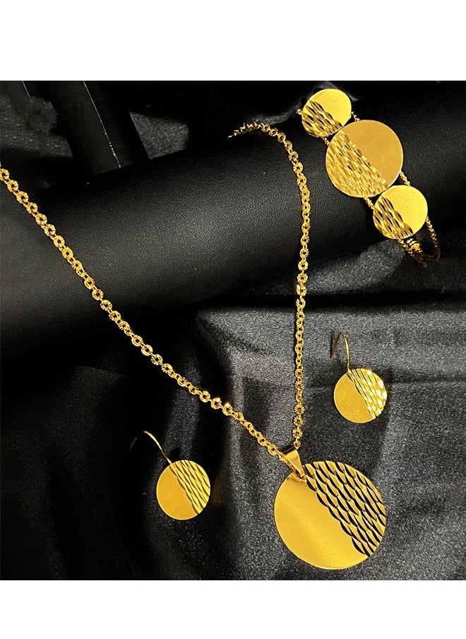Al Aoyama - Coin Gold Jewelry Set 24k Gold Plated Zircon Luxury Necklace Set Middle East Dubai Full Set Wedding Party Accessories - Image 1