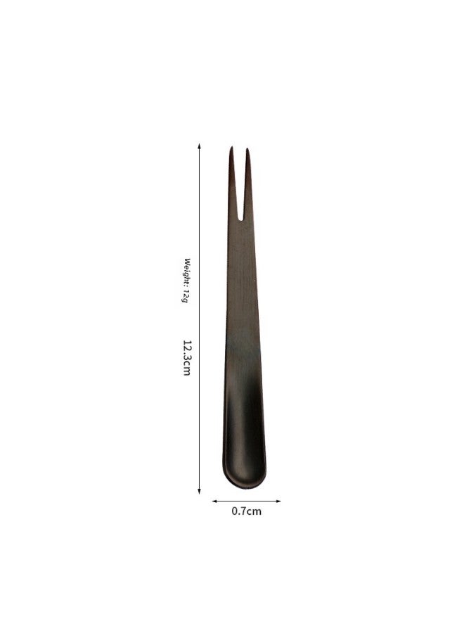 Stainless Steel Dual-purpose Fork Spoon Creative Moon Cake Dessert Cake Fork Baking Cloth Wheel Manufacturers Wholesale Customer LOGO-Color:Black Dual-purpose Fork - Image 1