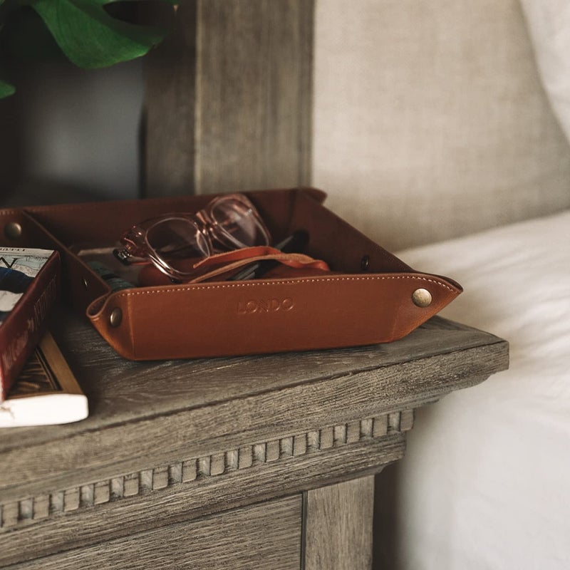 Londo Genuine Leather Tray Organizer - Practical Lightweight Water Resistant Computer Table Desk Storage Box for Wallets, Watches, Keys, Coins, Cell Phones and Office Equipment - Image 5