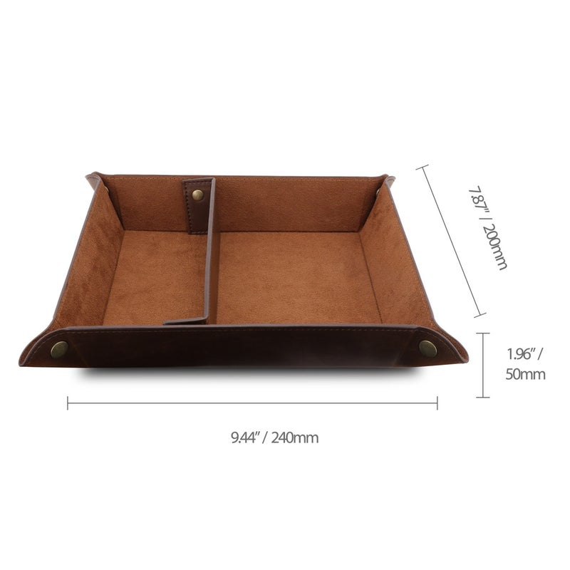 Londo Genuine Leather Tray Organizer - Practical Lightweight Water Resistant Computer Table Desk Storage Box for Wallets, Watches, Keys, Coins, Cell Phones and Office Equipment - Image 3