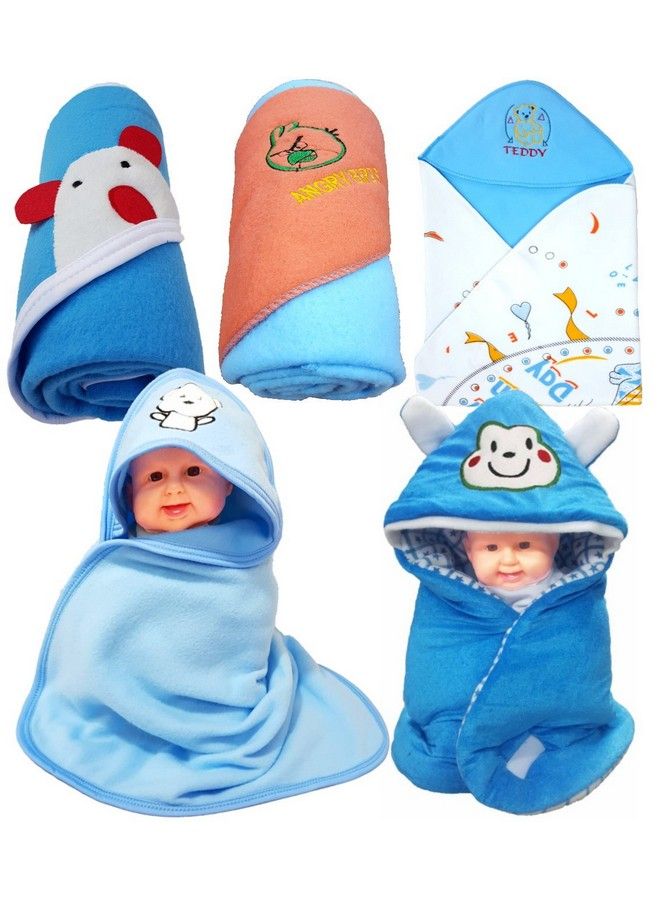Brandonn Newborn Value Hamper Pack Of 5 Hooded Baby Blankets For Babies(Pack Of 5) - Image 1