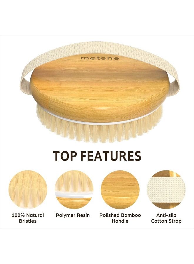 Metene 2 Pack Bamboo Dry Body Brushes, Shower Brush Wet and Dry Brushing, Dry Brush for Cellulite and Lymphatic, Body Scrubber with Soft and Stiff Bristles, Suitable for All Kinds of Skin - Image 2
