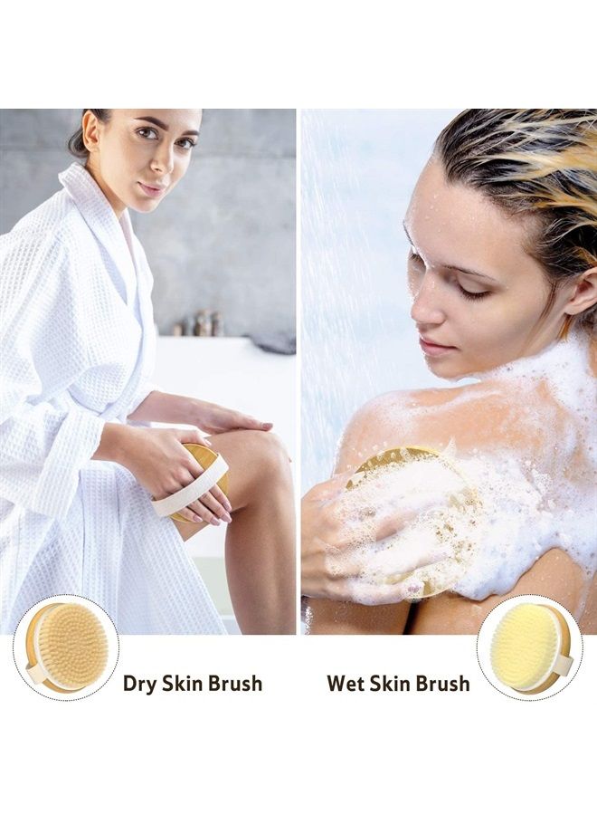 Metene 2 Pack Bamboo Dry Body Brushes, Shower Brush Wet and Dry Brushing, Dry Brush for Cellulite and Lymphatic, Body Scrubber with Soft and Stiff Bristles, Suitable for All Kinds of Skin - Image 3