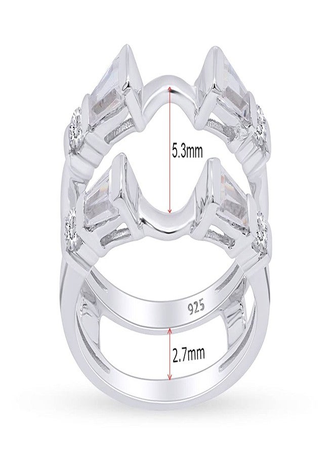 AFFY 1.66 Carat Baguette & Round White Cubic Zirconia Finger Ring Enhancer Guard 14K Gold Over Sterling Silver - Image 2