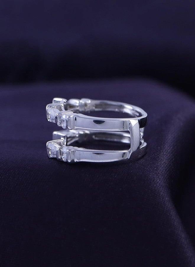 AFFY 1.66 Carat Baguette & Round White Cubic Zirconia Finger Ring Enhancer Guard 14K Gold Over Sterling Silver - Image 5