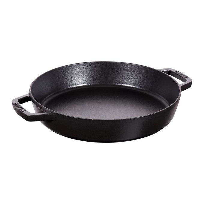 STAUB Cast Iron 13-Inch Double Handle Fry Pan Matte Black, Made In France - Image 1
