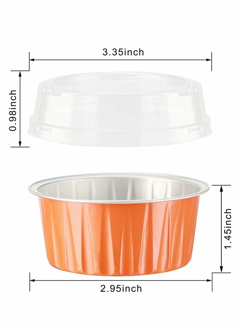 Zikra Cheesecake Container 50 Pcs 5 Oz Aluminum Foil Baking Cups Muffin Liners Disposable Foil Ramekins Dessert Containers Cupcake Baking Cups with Lids Aluminum Foil Cupcake Holders - Image 2