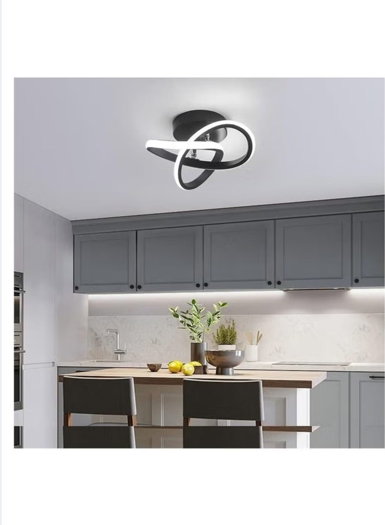 Haikomin Hallway modern LED ceiling light, fixture black flush mount 3-color adjustable creative design, for washrooms stairwell balcony cloakroom kitchen loft aisle, 24W - Image 5