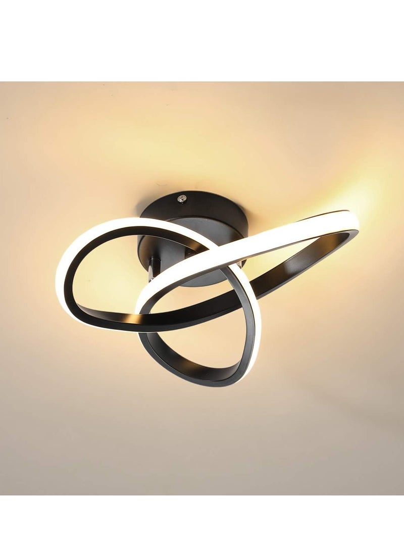 Haikomin Hallway modern LED ceiling light, fixture black flush mount 3-color adjustable creative design, for washrooms stairwell balcony cloakroom kitchen loft aisle, 24W - Image 2