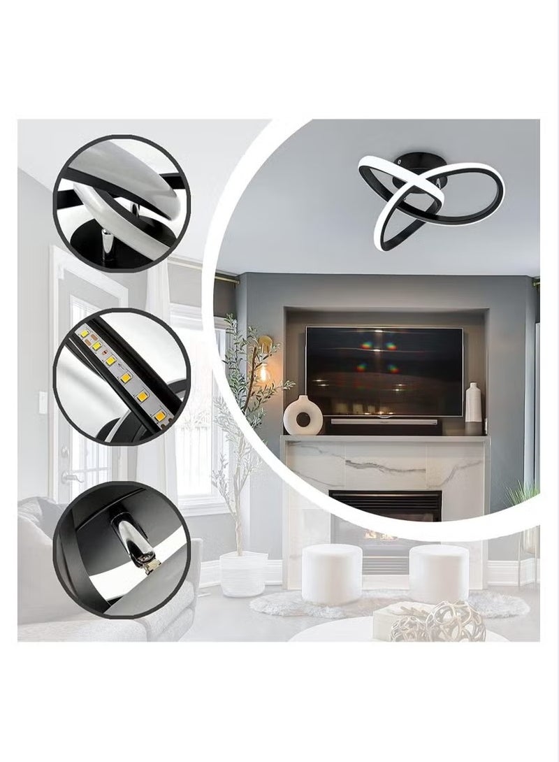 Haikomin Hallway modern LED ceiling light, fixture black flush mount 3-color adjustable creative design, for washrooms stairwell balcony cloakroom kitchen loft aisle, 24W - Image 4