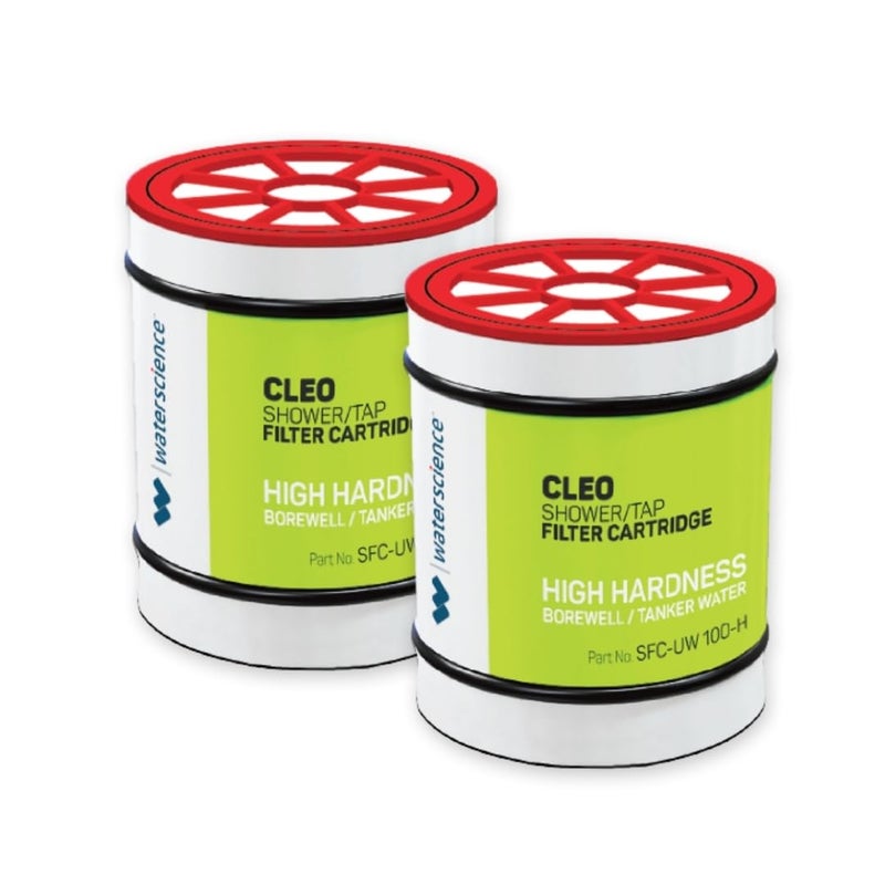 WaterScience عبوة من 2 خرطوشة بديلة لفلتر الدش والصنبور CLEO للمياه العسرة | مياه الآبار/الصهاريج | مُلين المياه العسرة - Image 1