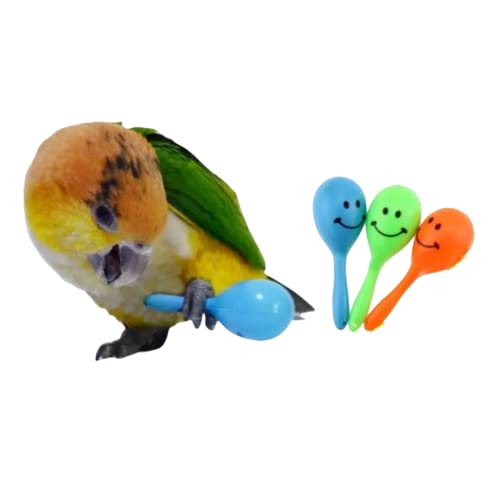 Barn Eleven 3PCS Colourful Mini Ball Sand Hammer Parrot Rattle Shaker Musical Sound Toy Intelligent Sand Hammer Toys for Parakeets Canaries Cockatiels Conure LovebirdsRandom Color - Image 1