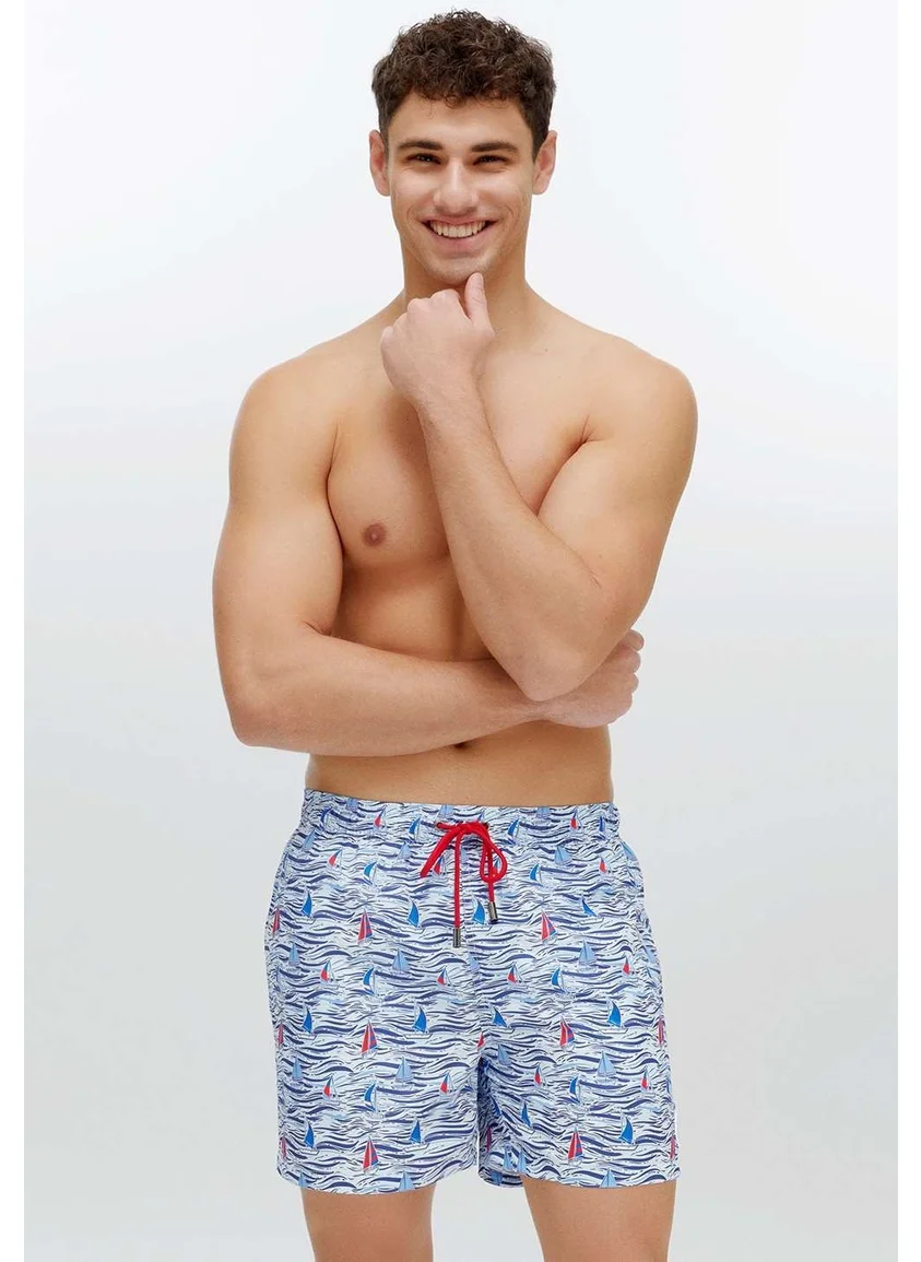 U.S. Polo Assn. BASE. Polo Assn. Men's Blue Medium Length Swim Shorts 22019