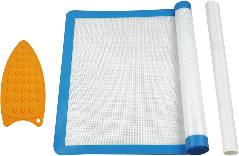 FCENDS Applique Mat(14" x 18"), Silicone Fusing Mat for Applique and Arts Crafts Creation, Quilter Appli-Fuse Mat, Including Non-Stick Pressing Sheet for Heat Press and Silicone Iron Rest Pad (14"x18") - Image 5