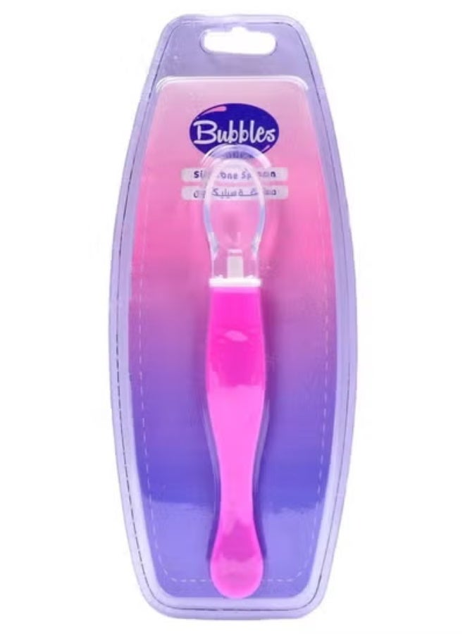 Bubbles Soft Silicone Baby Feeding Spoon - Gentle on Gums, BPA-Free, First Stage Weaning - Rose - Image 1