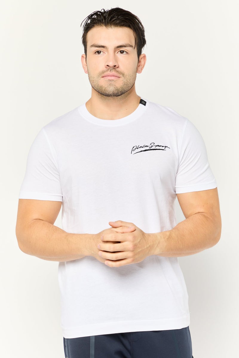 PHILIPP PLEIN Plein Sport Men Sportswear Fit Short Sleeves Outdoor T-Shirt, White - Image 1