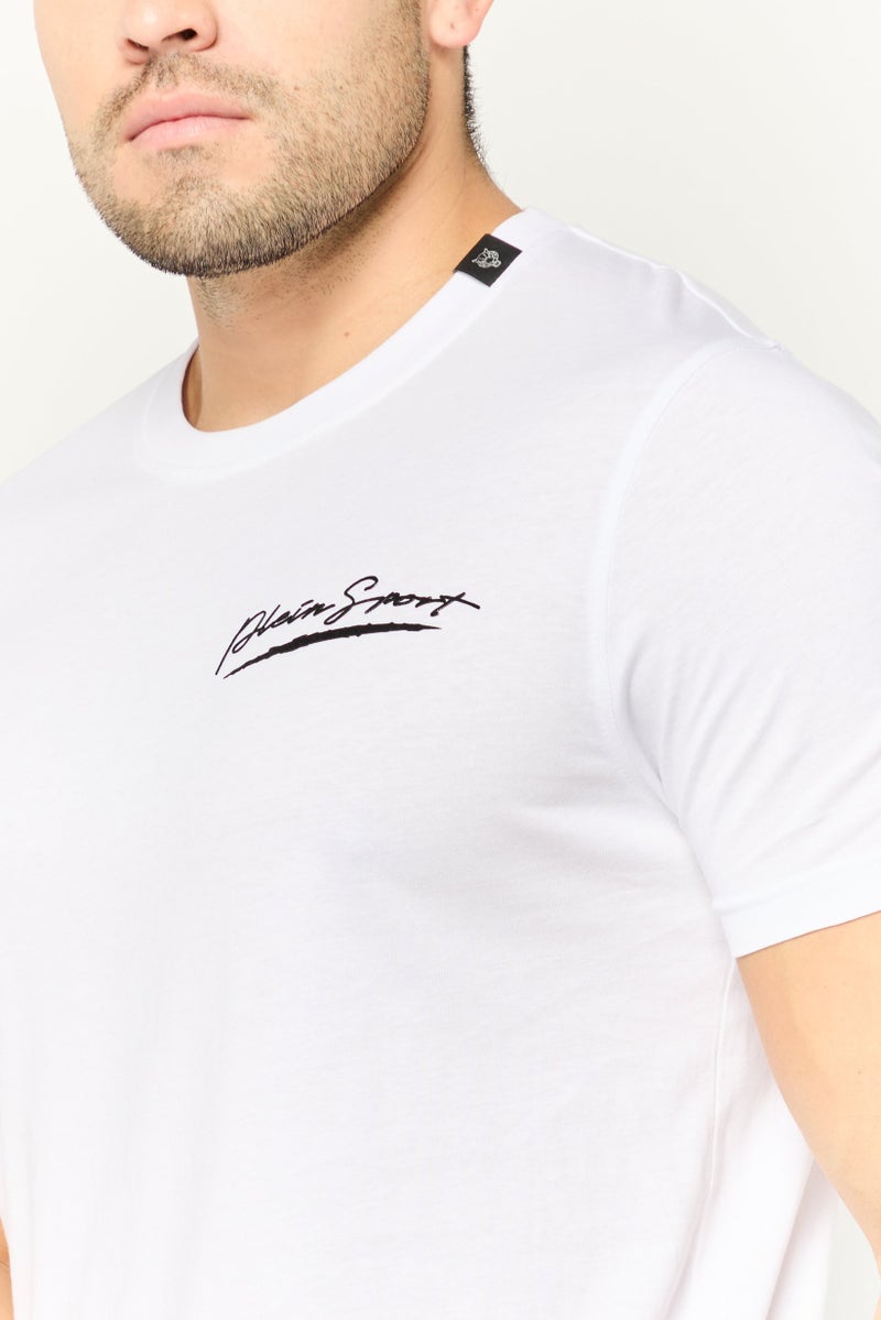 PHILIPP PLEIN Plein Sport Men Sportswear Fit Short Sleeves Outdoor T-Shirt, White - Image 3