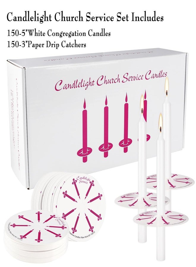 CLTNIKET 150 Packs Unscented White No Smoke ChurchCandles with Drip Protectors for Devotionalcandlelight Vigil Service. - Image 2