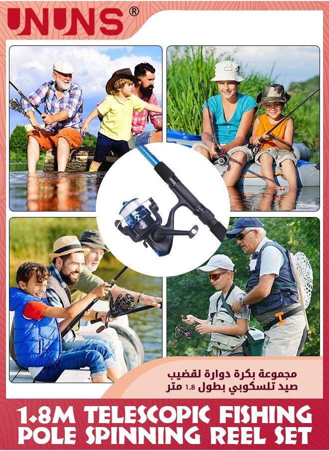 Fishing Gear Kit,1.8M Retractable Fishing Rod,3-Axes Fishing Reel,Fishing Lines,Complete Saltwater Freshwater Fishing Gear For Fisherman Fishing Enthusiast,Fishing Necessary Accessory