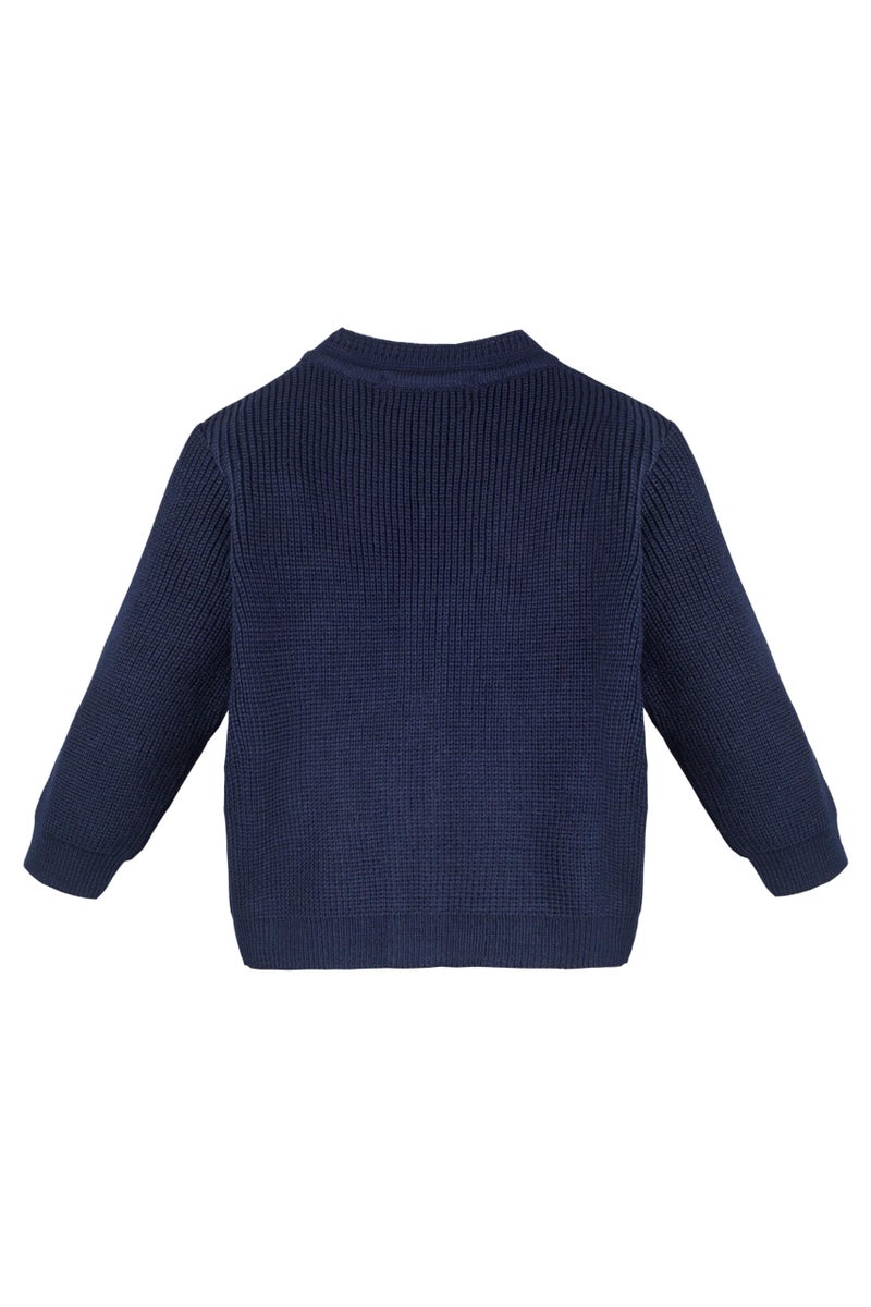 Lilax Little Boys Basic Long Sleeve V-Neck Classic Knit Cardigan Sweater 5T Navy - Image 4