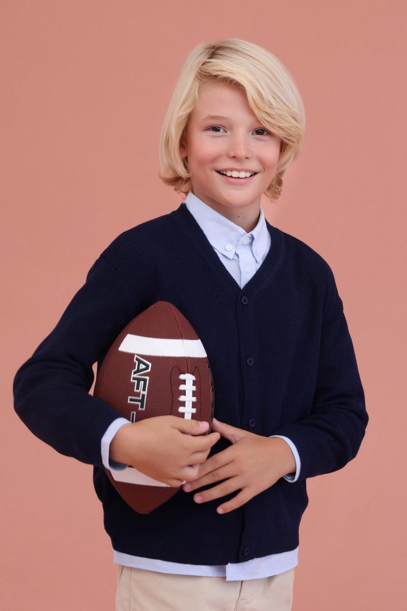 Lilax Little Boys Basic Long Sleeve V-Neck Classic Knit Cardigan Sweater 5T Navy - Image 2