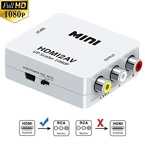 VIAXOS Mini HDMI 2AV Up Scaler 1080P HD Video Converter Media Streaming Device, White - Image 1