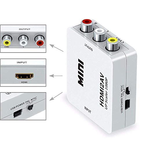 VIAXOS Mini HDMI 2AV Up Scaler 1080P HD Video Converter Media Streaming Device, White - Image 2