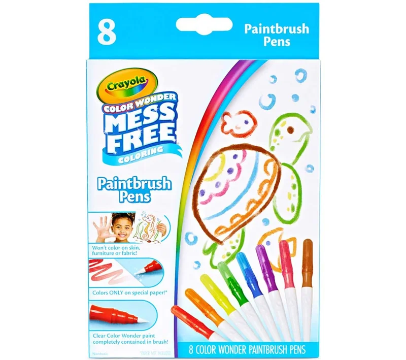 كرايولا Crayola Color Wonder Paintbrush Pens – 8 Mess Free Paint Pens for Kids, Ages 3+