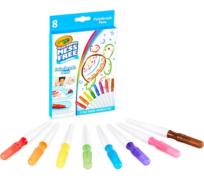 كرايولا Crayola Color Wonder Paintbrush Pens – 8 Mess Free Paint Pens for Kids, Ages 3+