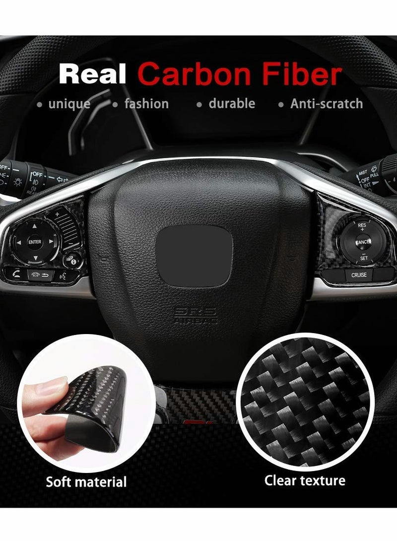 SYOSI Carbon Fiber Steering Wheel Button Sticker Frame, Which Compatible with Honda Civic 10th Gen 2016-2019 Auto Accessories Interior Modification - Image 5