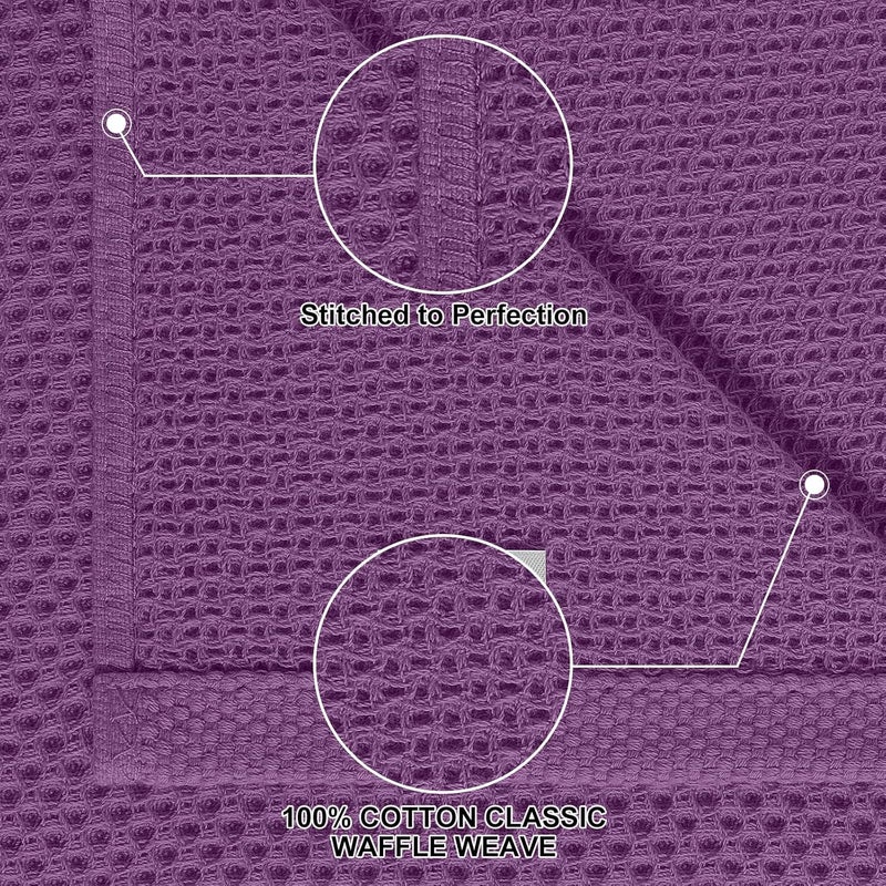 Homaxy 100% Cotton Kitchen Towels and Dishcloths Set, 12 x 12 Inches and 13 x 28 Inches, Set of 8 Bulk Kitchen Towels Set, Ultra Soft Absorbent Dish Cloths for Washing Dishes, Purple - Image 2