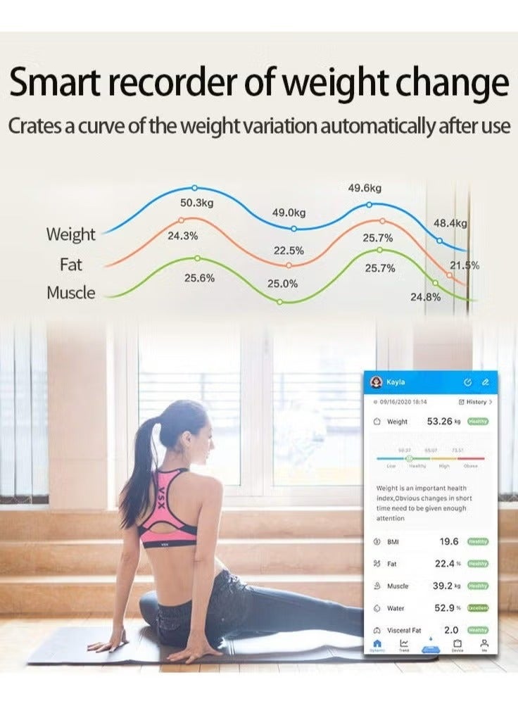 تايجر Smart Bluetooth Weight Scale – Wireless Digital Body Composition Analyzer with App for 14 Key Indicators (BMI, Body Fat, Heart Rate, Weight) – Accurate Fitness Scale for Home  - Image 3