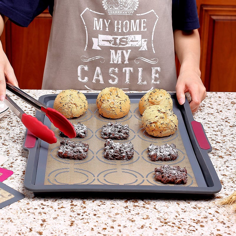 GUANCI Silicone Baking Mat Set of 4, GUANCI Grade Food Baking mats Non-Stick Reusable Pizza Bakeware Mat for Making Macaroon, Pizza, Cookie, Pastry, Bread, Bun(Grey) - Image 2