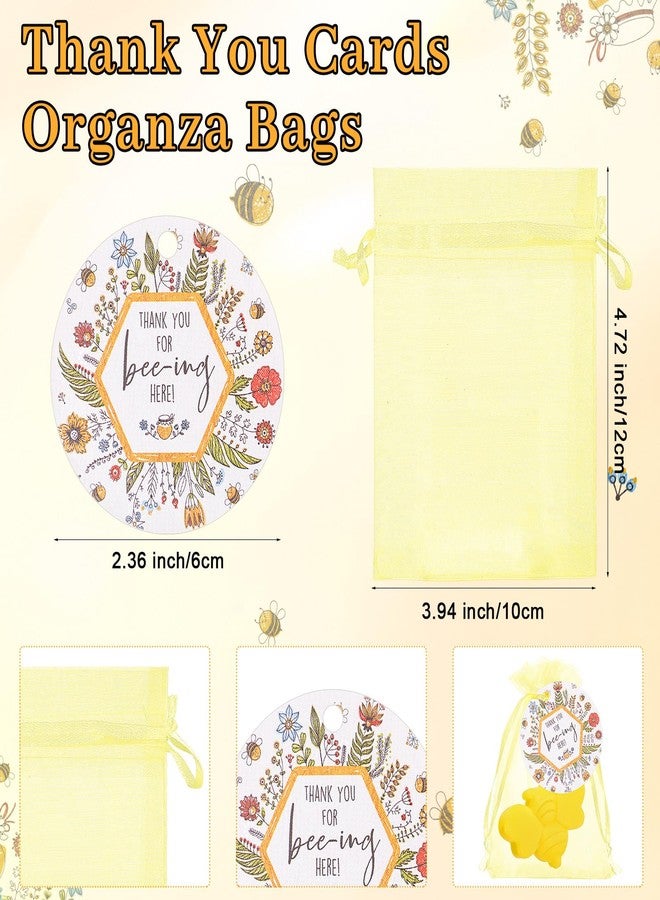 Swiffen 50 Sets Bee Themed Soap Bulk Baby Shower Return Gifts Including Mini Bee Handmade Soaps with Thank You Tags and Organza Bags Gender Reveal Party Favor for Guests Birthday Decorations - Image 3